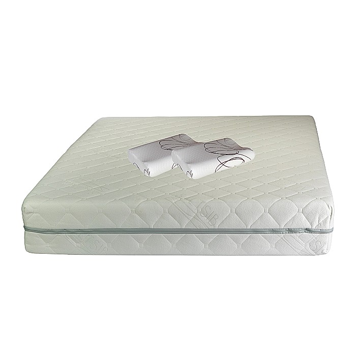 Set Saltea ortopedica, Terra Standard Spring Comfort 180x200x26cm, plasa arcuri Bonell, husa detasabila tricot, fermitate mediu spre tare, Saltsib plus 2 perne ortopedice memory SB 52x32 cm, husa lavabila la 40°C [1]