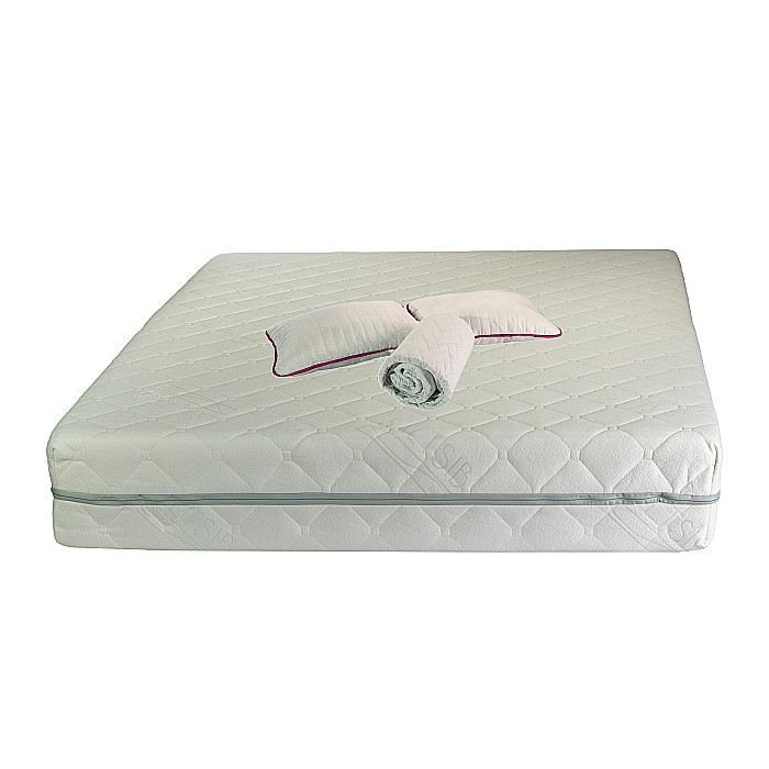 Set Saltea ortopedica, Terra Standard Spring Comfort 180x200x26cm, cu plasa de arcuri Bonell, husa detasabila tricot, hipoalergenica, fermitate mediu spre tare, Saltsib plus 2 perne matlasate 50x70cm si husa microfibra, lavabila la 95°C [1]
