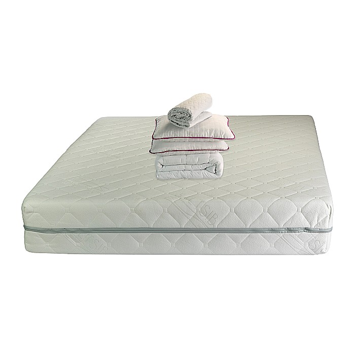 Set Saltea ortopedica Terra Standard Spring Comfort 180x200x26cm, cu plasa de arcuri Bonell, husa detasabila hipoalergenica, fermitate mediu spre tare, Pachet textile Avantaj, 2 perne matlasate 50x70cm, husa lavabila la 95°C si pilota iarna, 200x200cm [1]