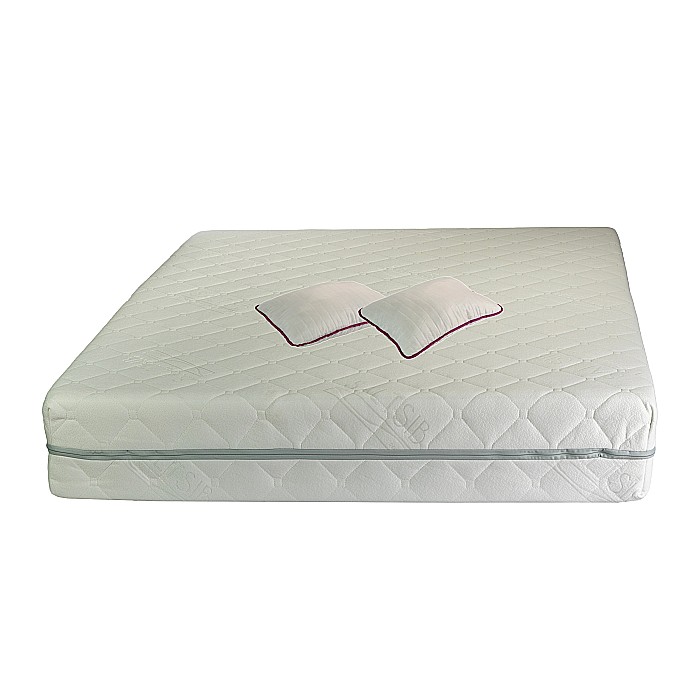 Set Saltea ortopedica, Terra Standard Spring Comfort 180x200x26cm, cu plasa de arcuri Bonell, husa detasabila tricot, hipoalergenica, fermitate mediu spre tare, Saltsib plus 2 perne matlasate 50x70cm, umplutura fibre de poliester, lavabile la 60°C [1]
