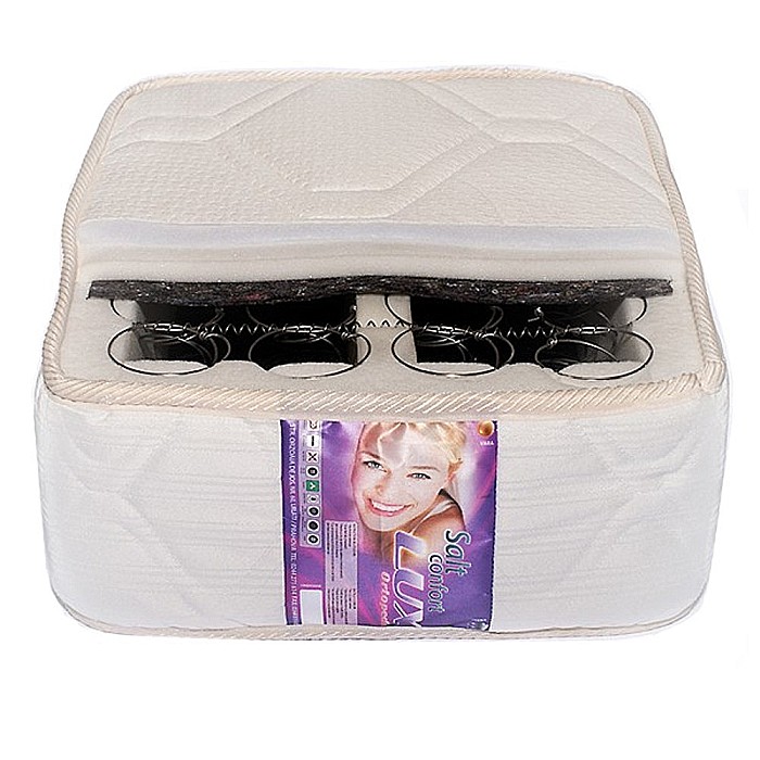 Set Saltea ortopedica, tip relaxa, Dafin Lux Ortopedic, 90x200x21cm, fermitate medie, plasa arcuri tip Bonell, fata vara-iarna, sistem de aerisire cu butoni,  Salt Confort plus perna microfibra 50x70cm, lavabila la 60°C [9]