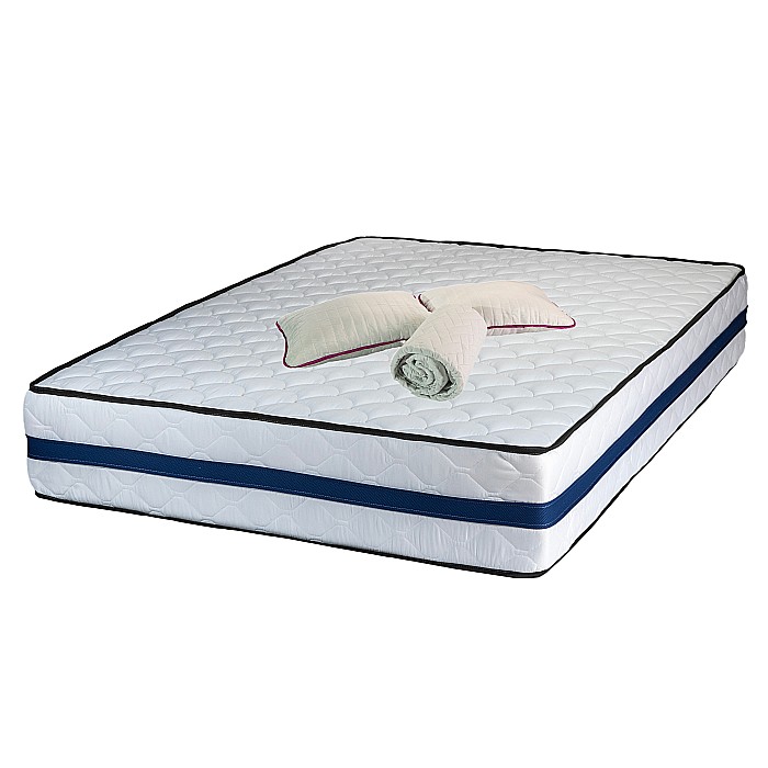 Set Saltea ortopedica, Tulip Super Lux Comfort, 140x200x30cm, fermitate tare, cu plasa de arcuri tip Bonell, sistem de aerisire banda Spaceair, Saltsib plus doua perne matlasate, microfibra 50x70cm si husa hipoalergenica, microfibra, lavabila la 95°C [1]