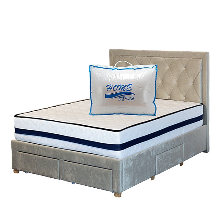 Set Saltea ortopedica Tulip Super Lux Comfort 180x200x30cm, fermitate tare, plasa arcuri tip Bonell, sistem de aerisire banda Spaceair, Saltsib plus Pachet textile Avantaj  cu 2 perne matlasate, husa microfibra si pilota iarna, hipoalergenica, 200x200cm [6]