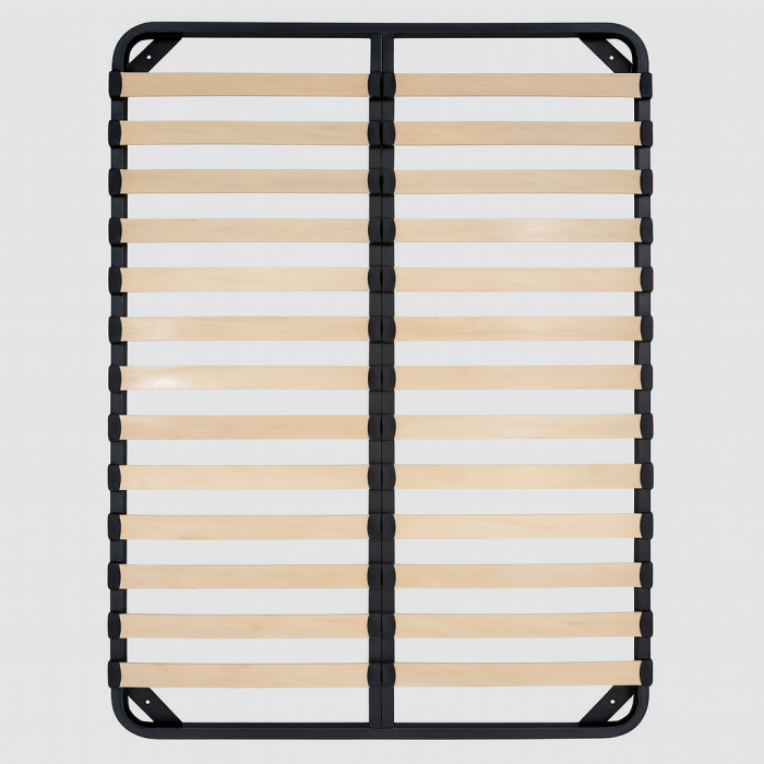 Somiera metalica fixa pentru pat 120x190, 6 picioare, 30 lamele lemn fag, benzi textile, suport saltea ferm, negru [4]