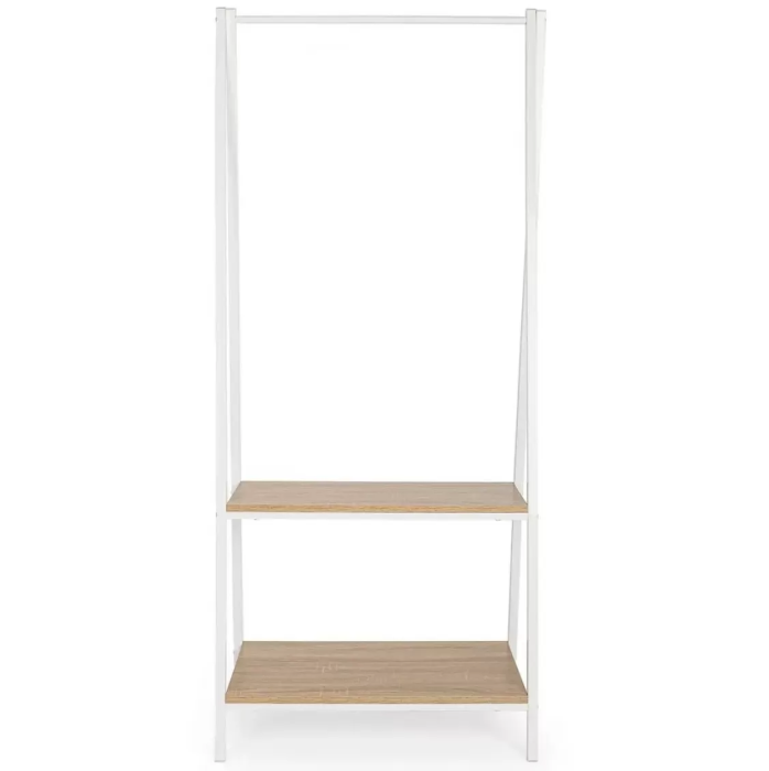 Stender haine cu suport incaltaminte GN Harry, metalic, polite, 64x40x150 cm, alb/stejar [3]