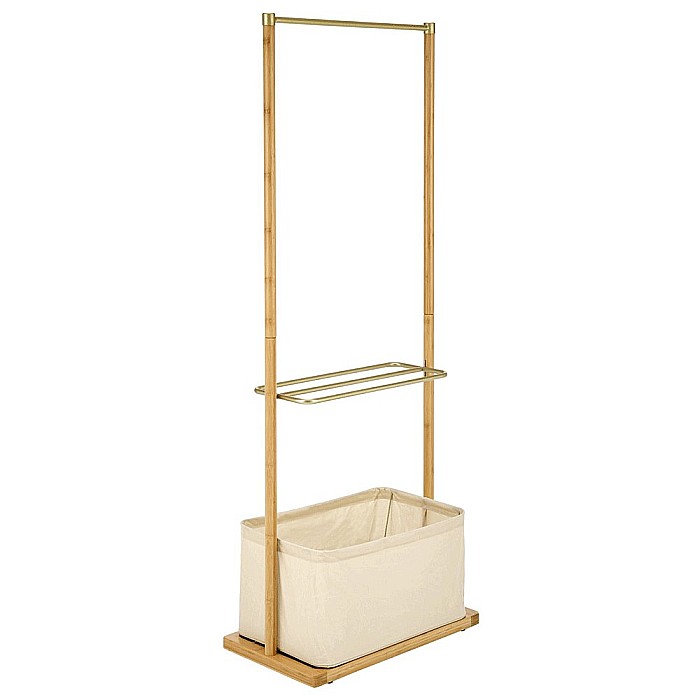 Stender pentru umerase cu spatiu depozitare HM WU31, lemn, metal cromat, natur [1]