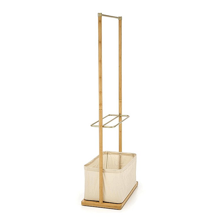 Stender pentru umerase cu spatiu depozitare HM WU31, lemn, metal cromat, natur [2]
