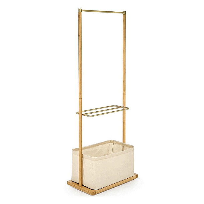 Stender pentru umerase cu spatiu depozitare HM WU31, lemn, metal cromat, natur [8]
