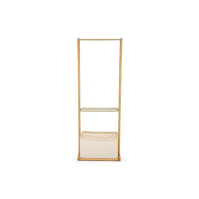Stender pentru umerase cu spatiu depozitare HM WU31, lemn, metal cromat, natur [7]
