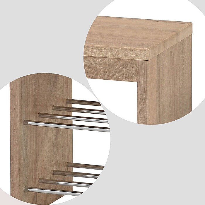 Suport pantofi cu bancuta HM ST7, MDF, metal cromat, capacitate 8 perechi, 2 rafturi, fag [2]