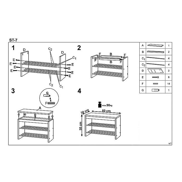 Suport pantofi cu bancuta HM ST7, MDF, metal cromat, capacitate 8 perechi, 2 rafturi, fag [3]