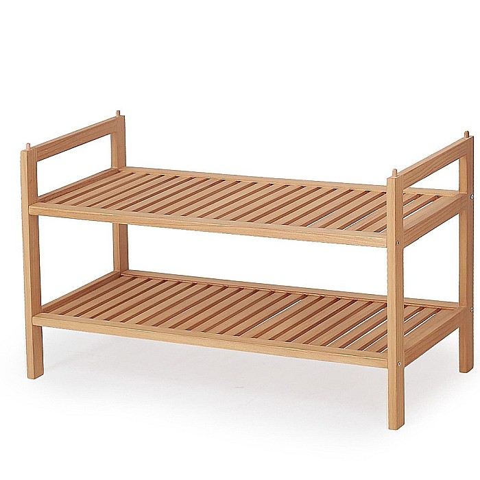 Suport pantofi HM ST9, cu 2 nivele, lemn masiv, capacitate 10 perechi, natur [1]