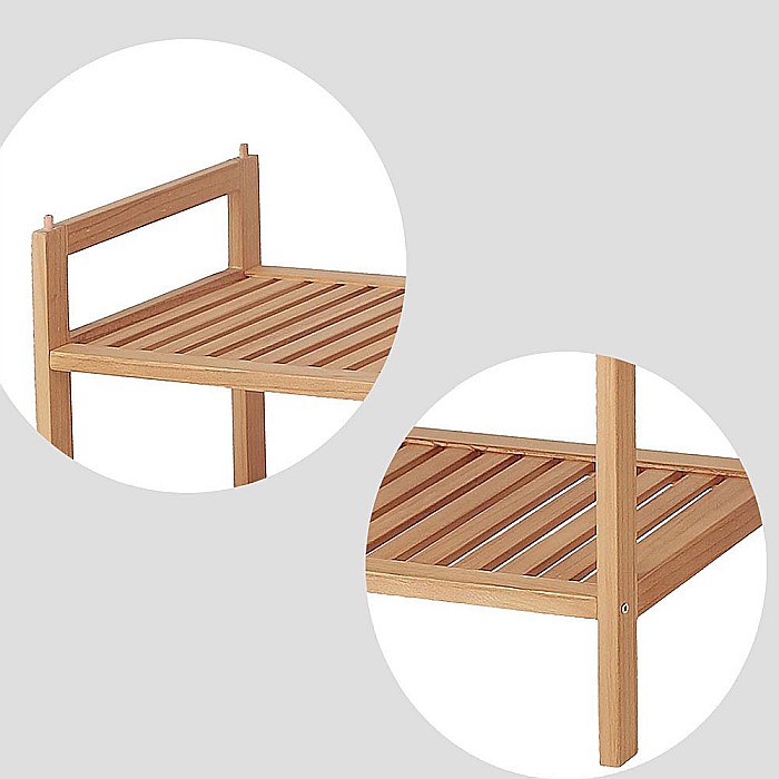 Suport pantofi HM ST9, cu 2 nivele, lemn masiv, capacitate 10 perechi, natur [2]