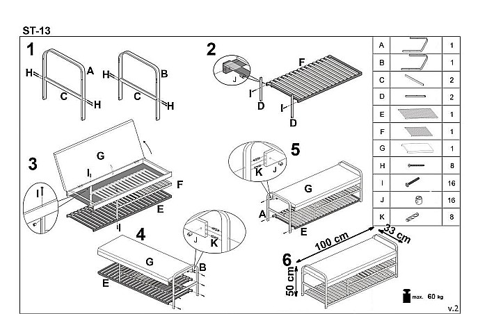 Suport pentru pantofi cu banca HM ST13, lemn masiv, spatiu depozitare, capacitate 10 perechi, gri/natur [3]
