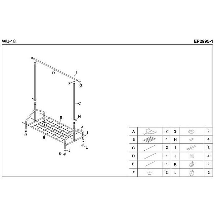 Suport pentru umerase, stender, HM WU18, cu raft dublu incaltaminte, metal cromat, cu roti [2]