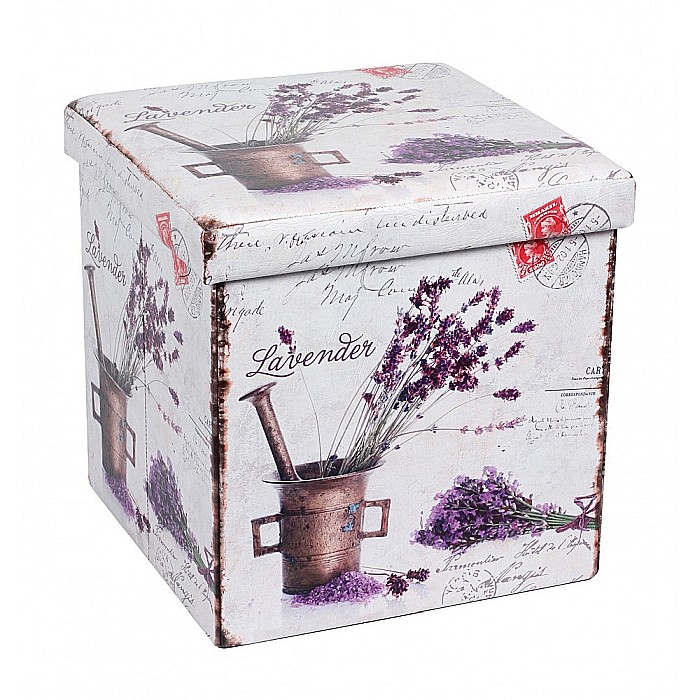 Taburete cu spatiu depozitare, Design, MDF/ Piele ecologica, 100 kg, 38 x 38, Lavanda New [1]