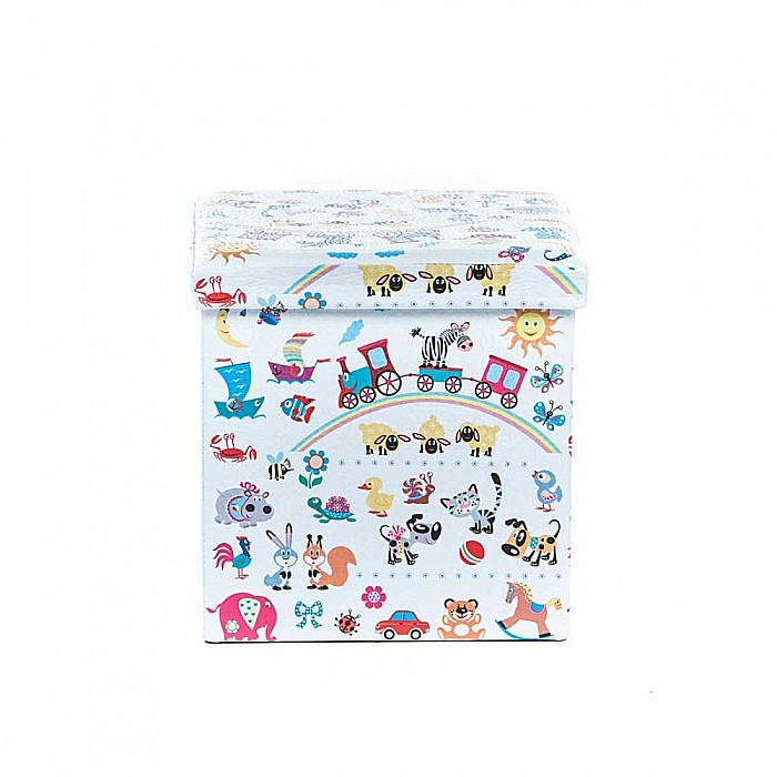 Taburete cu spatiu depozitare, Design, MDF/ Piele ecologica, 100 kg, 38 x 38, Toys [4]