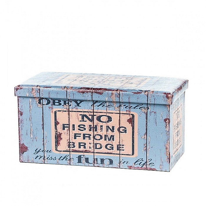 Taburete cu spatiu depozitare, Design, MDF/ Piele ecologica, 100 kg, 76.5 x 38 Old Coffer [3]