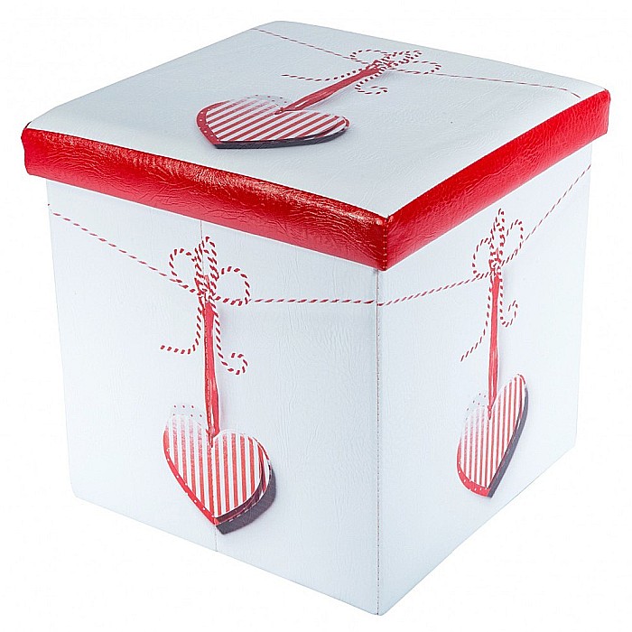 Taburete cu spatiu depozitare, Design, MDF/ Piele ecologica, 100 kg, 38 x 38, Martisor [1]