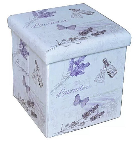 Taburete cu spatiu depozitare, Design, MDF/ Piele ecologica, 100 kg, 38 x 38, Lavanda multicolor [1]
