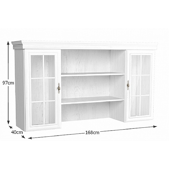 Vitrina living suprapozabila VMN4, 2 usi, 2 polite, Alb Antichizat [3]