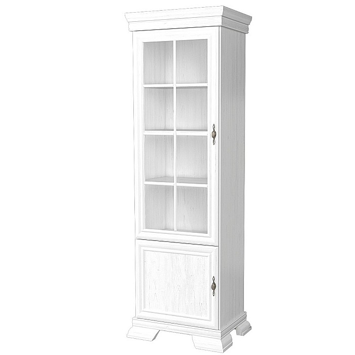 Vitrina living VMW1, 2 usi, 4 polite, Pal melaminat, cu insertii MDF, Alb Antichizat [2]