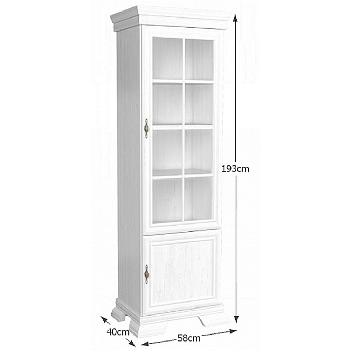 Vitrina living VMW1, 2 usi, 4 polite, Pal melaminat, cu insertii MDF, Alb Antichizat [4]