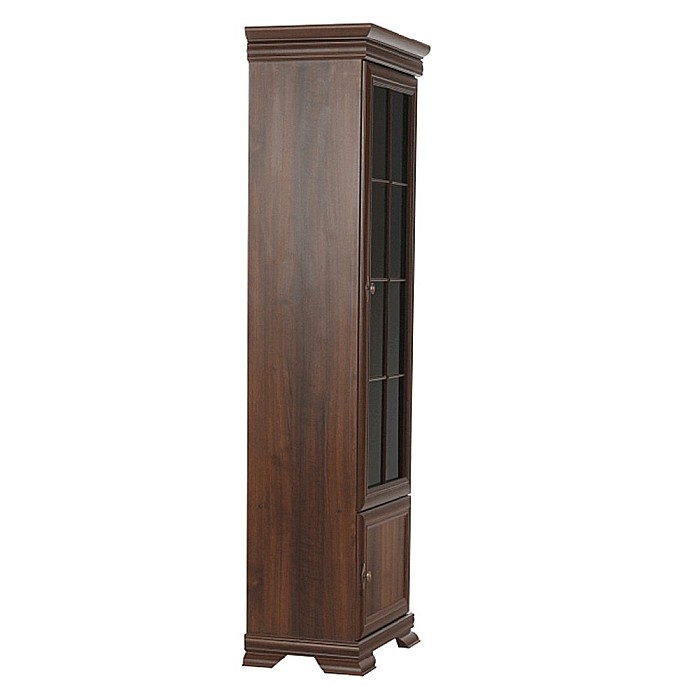 Vitrina living VMW1, 2 usi, 4 polite, Pal melaminat, cu insertii MDF, Nuc [4]