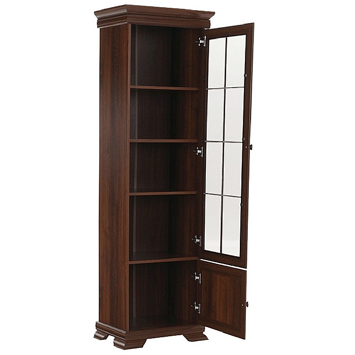 Vitrina living VMW1, 2 usi, 4 polite, Pal melaminat, cu insertii MDF, Nuc [7]