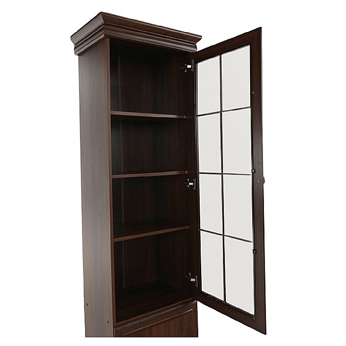 Vitrina living VMW1, 2 usi, 4 polite, Pal melaminat, cu insertii MDF, Nuc [8]