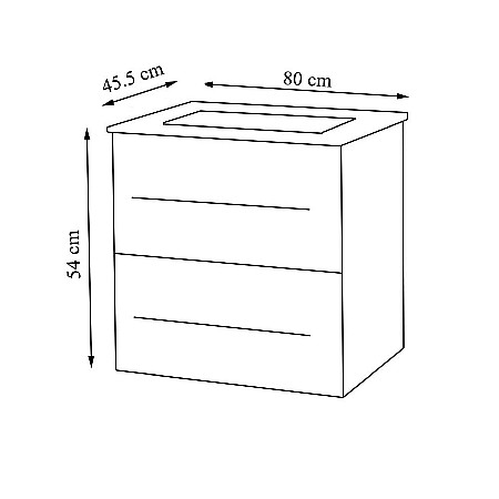 Baza cu lavoar ceramic GN0541, mobilier baie suspendat 80 cm, front MDF, 2 sertare, glisiere soft close, alb [6]