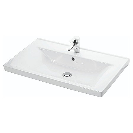 Baza cu lavoar ceramic GN0541, mobilier baie suspendat 80 cm, front MDF, 2 sertare, glisiere soft close, alb [4]