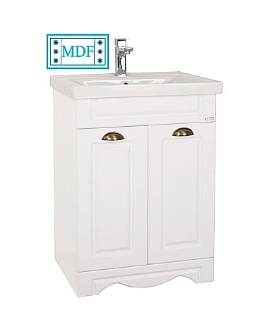 Baze cu lavoar - Baza si lavoar baie GN7721 - 60 cm usi, alb rustic