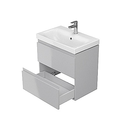 Baza si lavoar ceramic CS9761, mobilier baie suspendat 60 cm, dreptunghiular, front MDF, 2 sertare, glisiere soft close, gri [3]