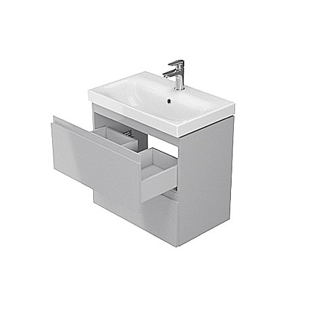 Baza si lavoar ceramic CS9761, mobilier baie suspendat 60 cm, dreptunghiular, front MDF, 2 sertare, glisiere soft close, gri [4]