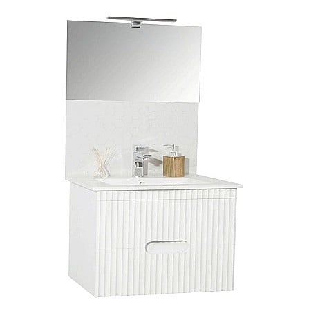 Baza si lavoar ceramic GN0091, mobilier baie suspendat 80 cm, dreptunghiular, front MDF, sertare soft close, alb [1]