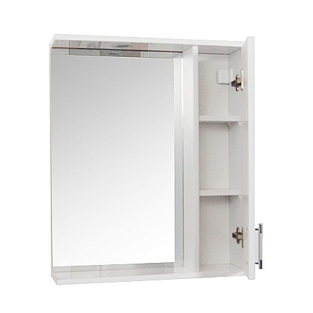 Baza si lavoar ceramic GN0541 cu oglinda dulap GN0201, mobilier baie stativ 60 cm, front MDF, 2 sertare, picioare cromate reglabile, LED, alb [2]