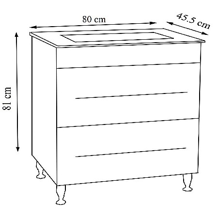 Baza si lavoar ceramic GN0541, mobilier baie 80 cm, 2 sertare front MDF, glisiere soft close, picioare cromate reglabile, alb [5]