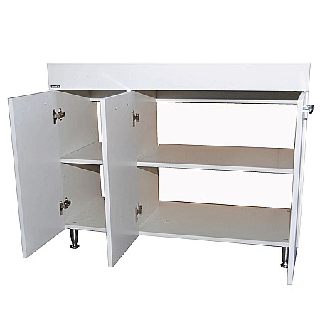 Baza si lavoar ceramic GN0541, mobilier baie stativ 80 cm, front MDF, 3 usi, 4 rafturi, balamale soft close, picioare cromate reglabile, alb [1]