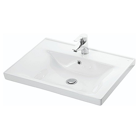 Baza si lavoar ceramic GN0541, mobilier baie stativ 60 cm, front MDF, 2 sertare, picioare cromate reglabile, alb [5]