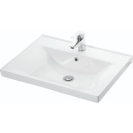 Baza si lavoar ceramic GN0541, mobilier baie stativ 60 cm, front MDF, 2 usi, 2 rafturi, balamale soft close, picioare cromate reglabile, alb [2]