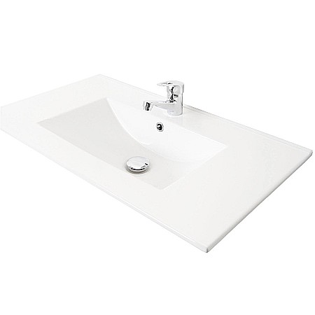 Baza si lavoar ceramic GN0561, mobilier baie stativ 70 cm, front MDF, 2 sertare, glisiere soft close, picioare cromate reglabile, alb/antracit [5]