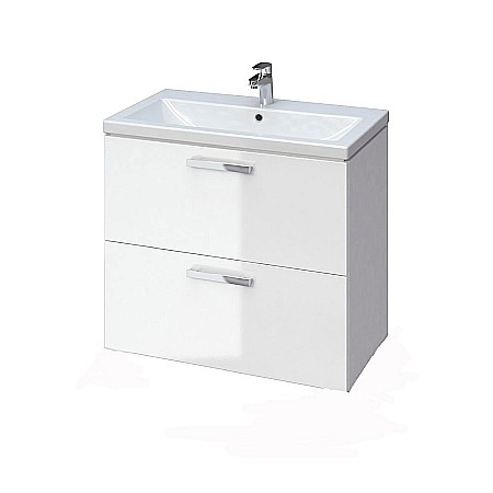 Produse - Baza si lavoar ceramic GN0971 cu dulap oglinda Celine, mobilier baie suspendat 60 cm, front MDF, 2 sertare, glisiere soft close, iluminare LED, alb