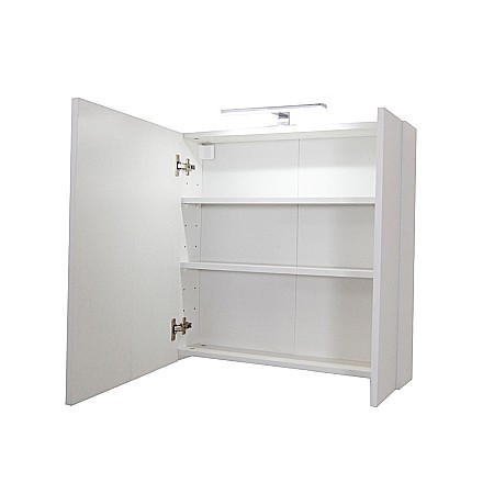 Baza si lavoar ceramic GN0971 cu dulap oglinda Celine, mobilier baie suspendat 60 cm, front MDF, 2 sertare, glisiere soft close, iluminare LED, alb [2]