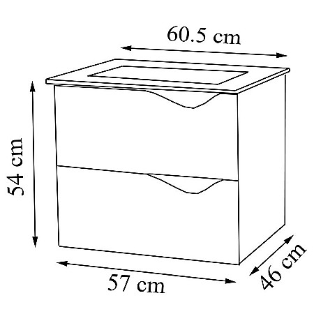 Baza si lavoar ceramic GN0971 cu dulap oglinda Celine, mobilier baie suspendat 60 cm, front MDF, 2 sertare, glisiere soft close, iluminare LED, alb [5]