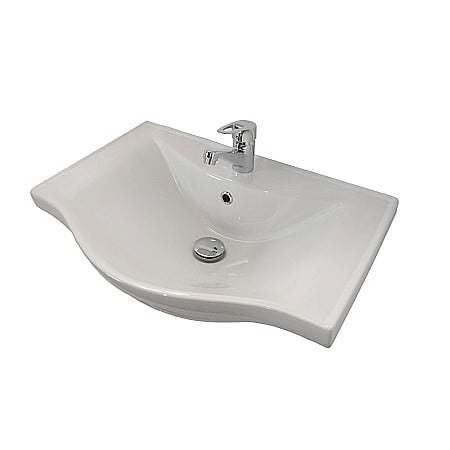 Baza si lavoar ceramic GN1531, mobilier baie stativ 55 cm, front MDF, 2 usi, 2 sertare, balamale soft close, picioare cromate reglabile, alb [2]