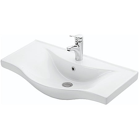 Baza si lavoar ceramic GN1531, mobilier baie stativ 80 cm, front MDF, 3 usi, balamale soft close, picioare cromate reglabile, alb [2]