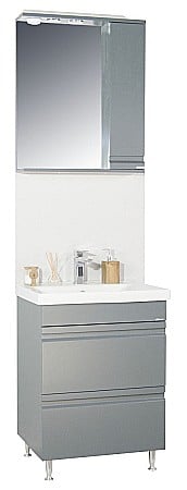 Baza si lavoar ceramic GN7861, mobilier baie suspendat 60 cm, dreptunghiular, front MDF, sertare soft close, antracit [4]