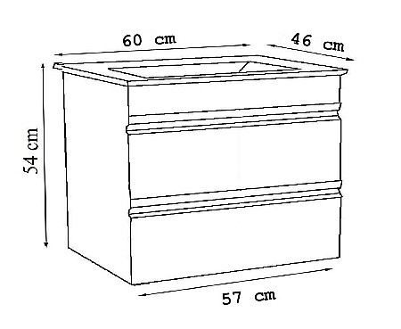 Baza si lavoar ceramic GN7861, mobilier baie suspendat 60 cm, dreptunghiular, front MDF, sertare soft close, alb [5]