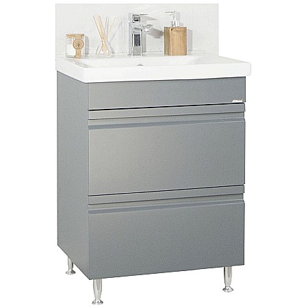 Baze cu lavoar - Baza si lavoar ceramic GN7861, mobilier baie suspendat 60 cm, dreptunghiular, front MDF, sertare soft close, antracit